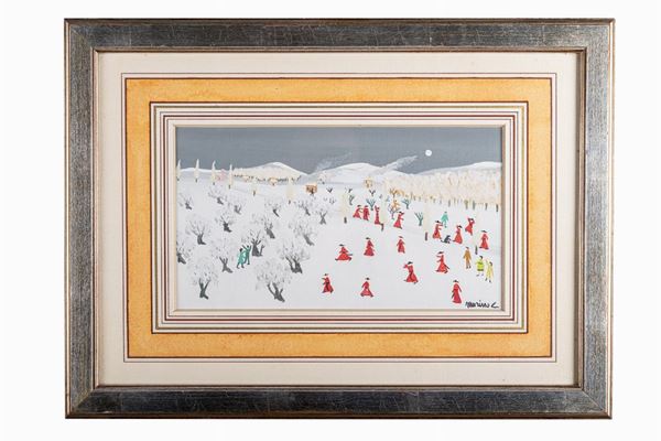 Marino Ceccarelli - Paesaggio innevato con prelati