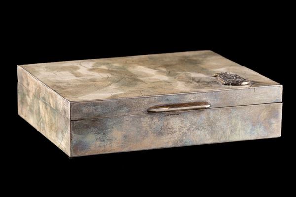 Scatola portasigari in legno e argento 800
