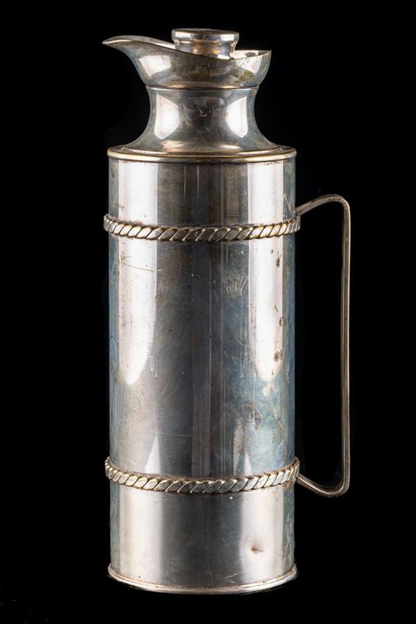 Thermos in silver metal