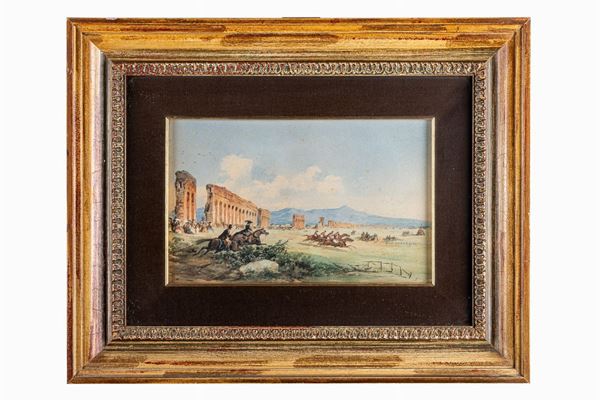 Antonio Moretti (a firma di) - Fox hunting with a glimpse of the Parco degli Acquedotti