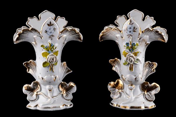 Pair of white porcelain planters