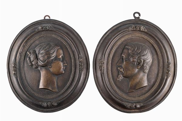 Pair of two bronze plaques