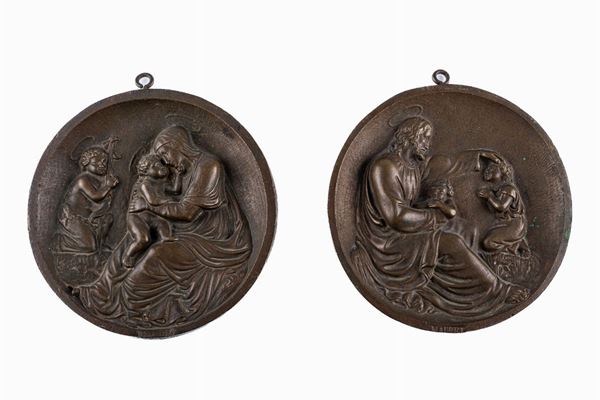 Pair of bronze tiles