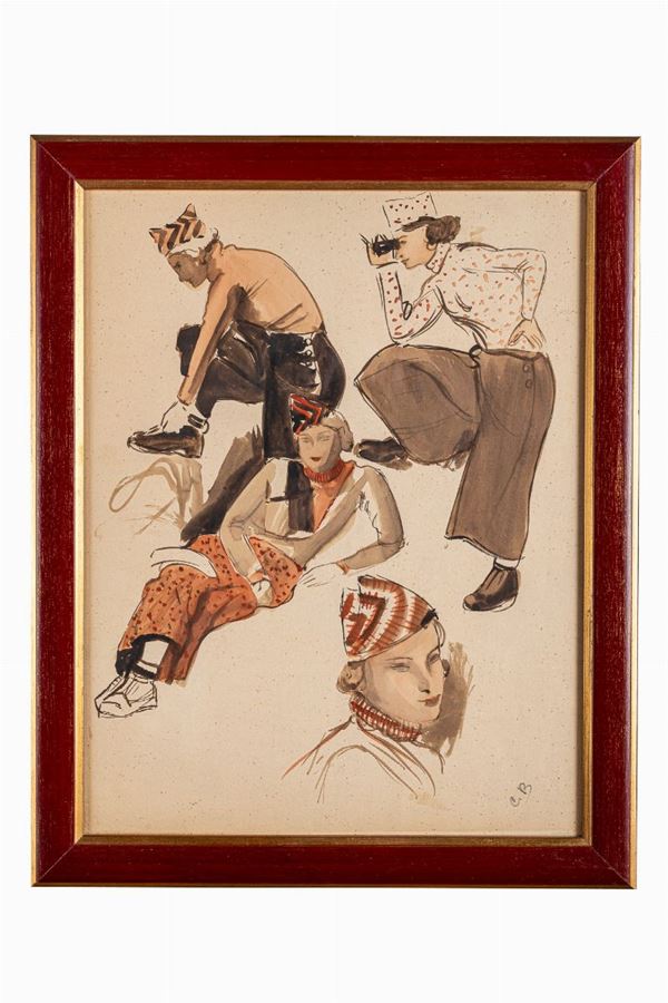 Cesare Breveglieri - Double watercolor