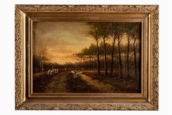 Dutch painter late 19th century - Flock in the pasture