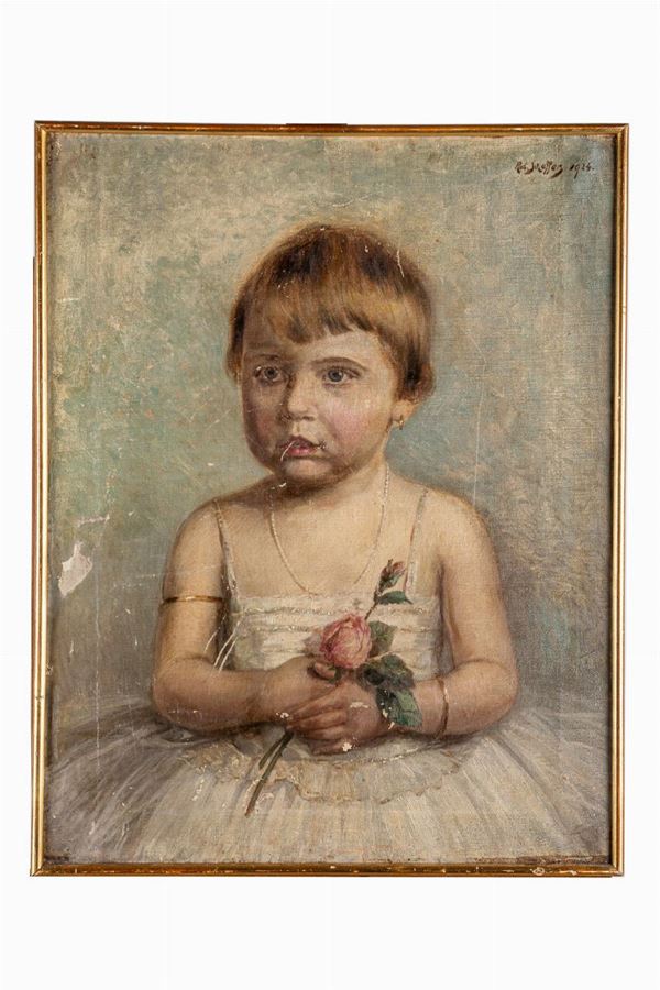 Robert Scheffer - Portrait of little girl with roses