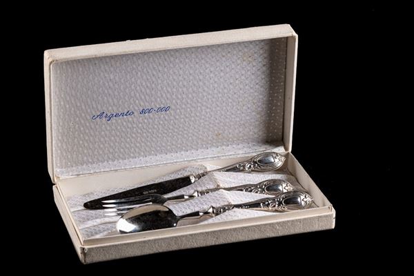 Trio of breakfast cutlery in 800 silver
