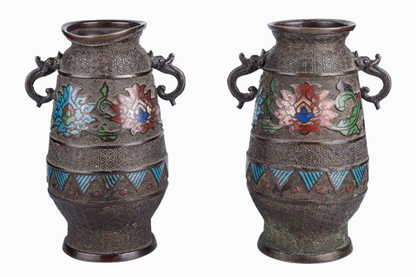 Pair of bronze vases