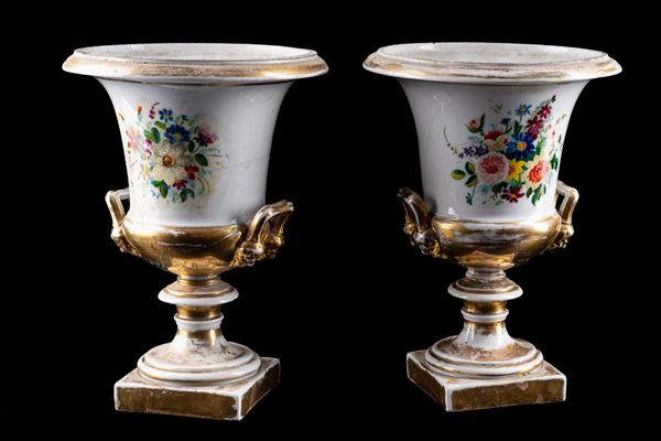 Pair of white porcelain vases