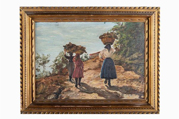 Peasant woman with baskets