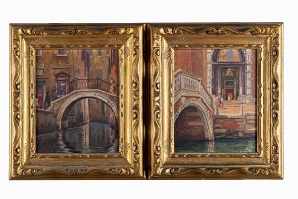 Coppia di scorci di Venezia