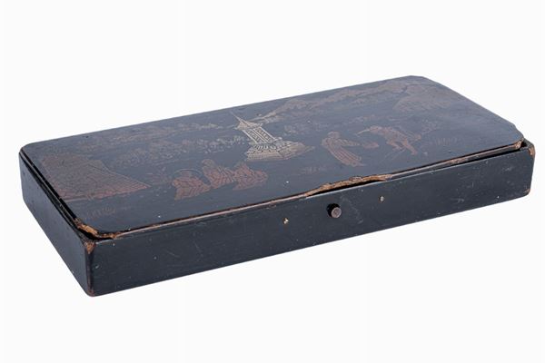 Papier-march&#233; box in black lacquer
