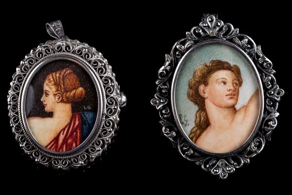 Lotto di due spille/ciondoli in argento 800