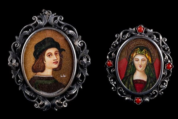 Lotto di due spille/ciondoli in argento 800