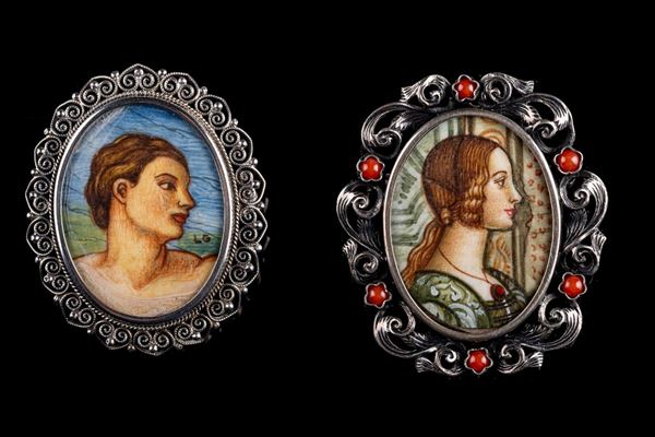 Lotto di due spille/ciondoli in argento 800