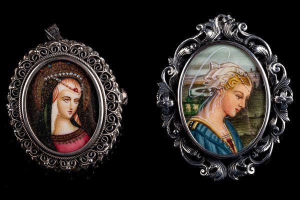 Lotto di due spille/ciondoli in argento 800