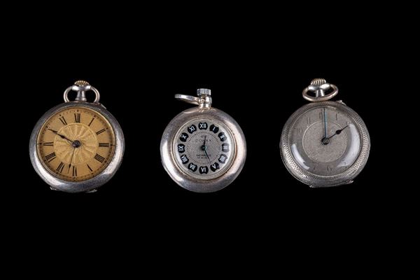 Lotto di 3 orologi da taschino in argento 800/925