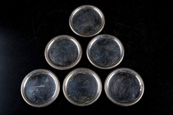 Lot of 6 800 silver coasters