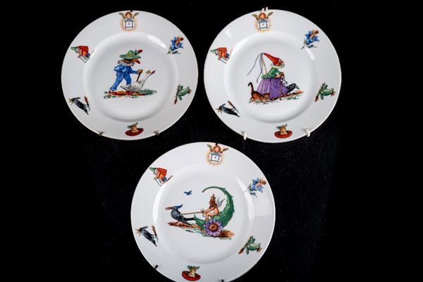 Lot of 3 white porcelain plates