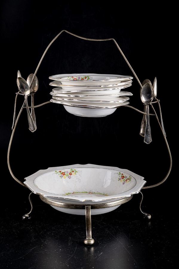 Fruit salad set in white porcelain