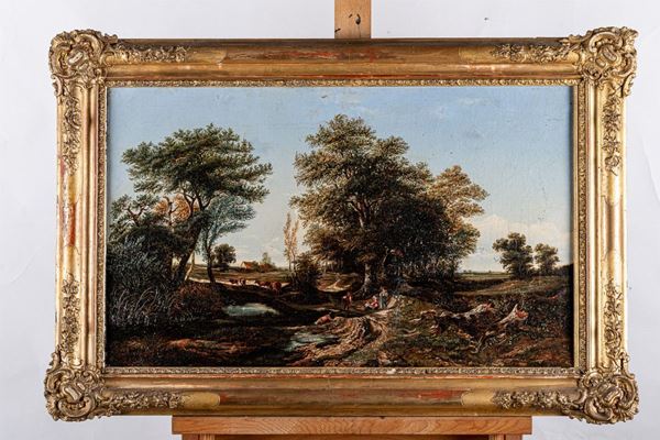 River landscape with herds