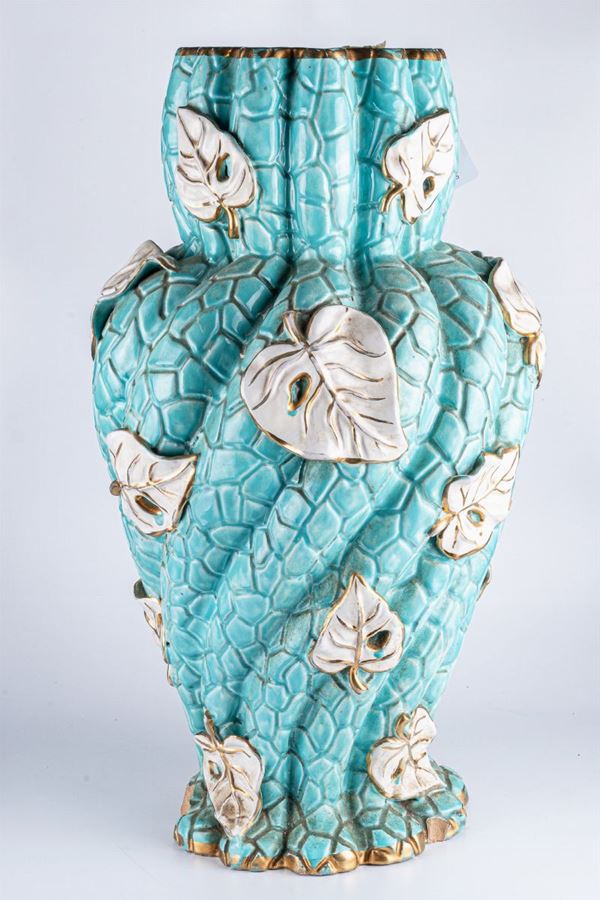 Ribbed ceramic vase