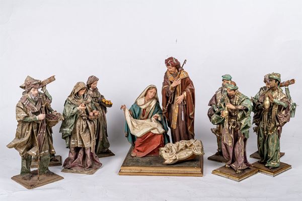 Nativity scene in paper mache