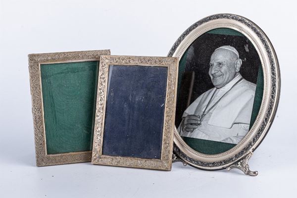 Lotto di 3 portafoto in argento