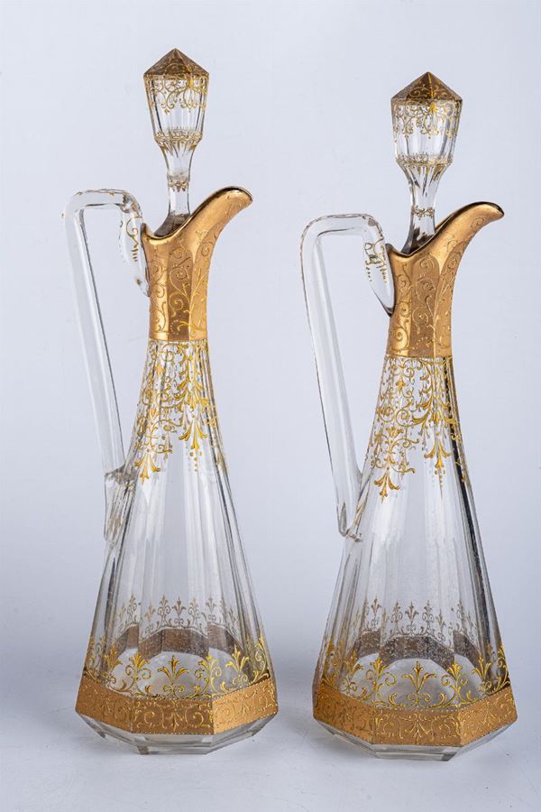 Pair of crystal bottles