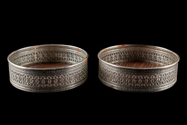 Pair of silver coasters