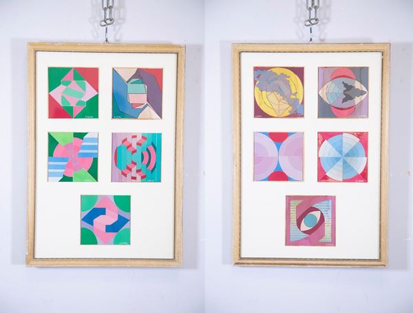 Pair of paintings with futurist subjects