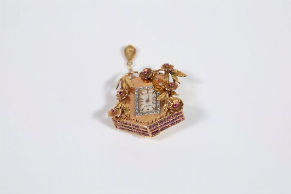 Spilla orologio in oro 750/1000