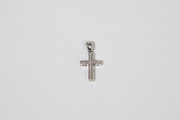 Ciondolo a forma di croce in oro bianco 750/1000