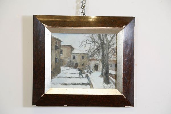 Glimpse of landscape with snow