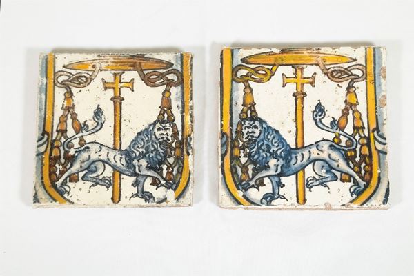 Coppia di mattonelle  (Seconda metà XVIII secolo)  - Asta Fine Art e arredi con una selezione di opere proveniente da un collezionista privato - DAMS Casa d'Aste