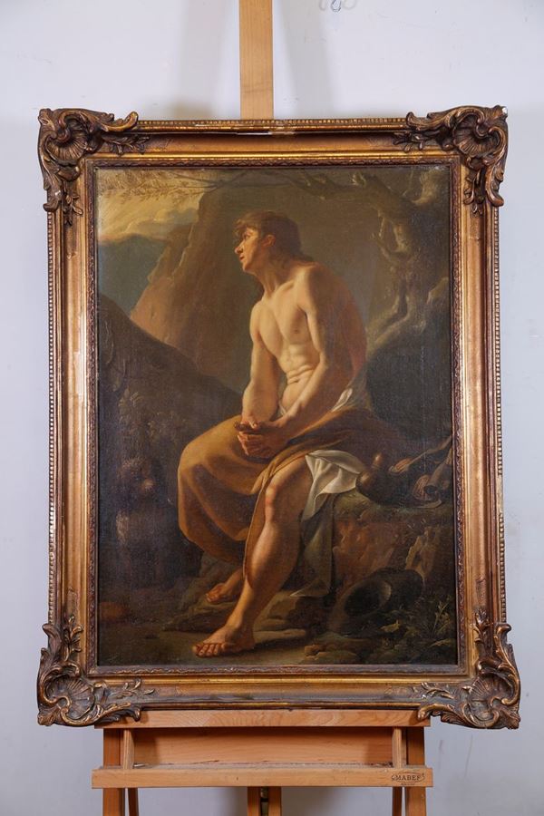 Figura virile entro paesaggio