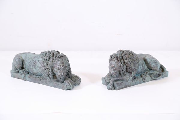 Pair of lions &quot;The Sleeper&quot; and &quot;The Watcher&quot;