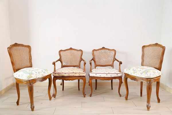 Lot of 2 chairs and 2 armchairs