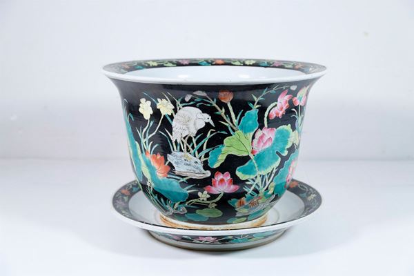 Polychrome porcelain basin