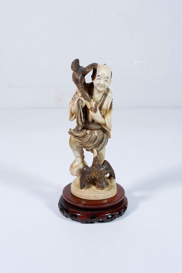 Pescatore  (Estremo Oriente, prima metà XX secolo)  - Asta Fine Art e arredi con una selezione di opere proveniente da un collezionista privato - DAMS Casa d'Aste