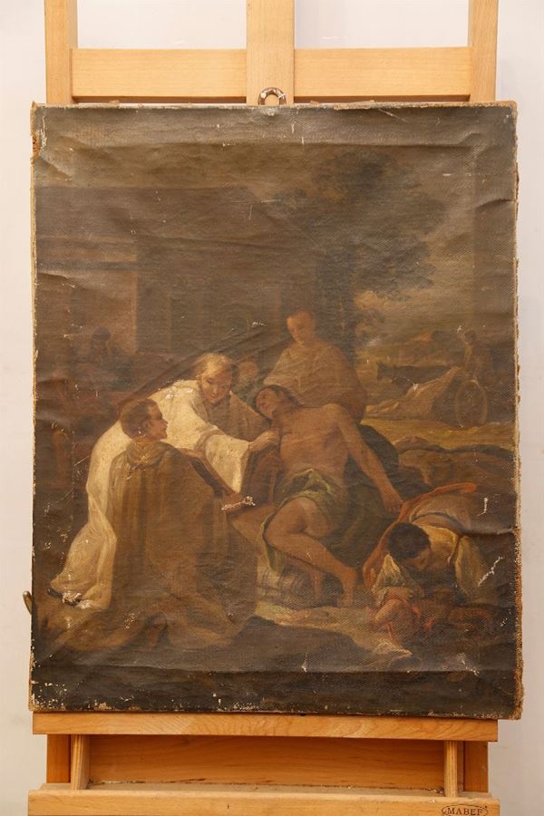 Lombard painter of the eighteenth century - Cluniac monk gives extreme unction