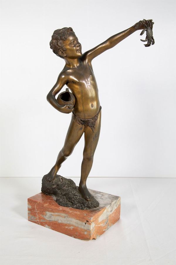 Giovanni De Martino : Child with crab  (1920s)  - Auction Fine art and furniture from private collectors - DAMS Casa d'Aste