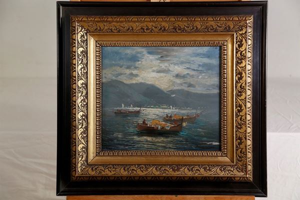 Marina con barche e pescatori