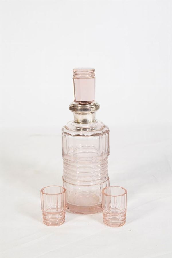 Bottiglia da liquore con due bicchieri  (Italia, prima metà XX secolo)  - Asta Fine art e arredi provenienti da collezionisti privati - DAMS Casa d'Aste