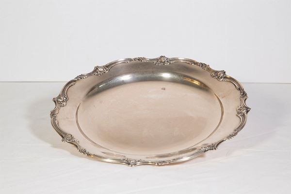 Piatto centrotavola in argento 800/1000