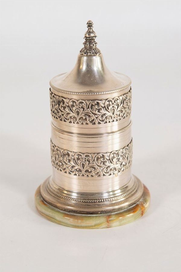Thankard in 800/1000 silver and onyx  (Second half of the 20th century)  - Auction Fine art and furniture from private collectors - DAMS Casa d'Aste