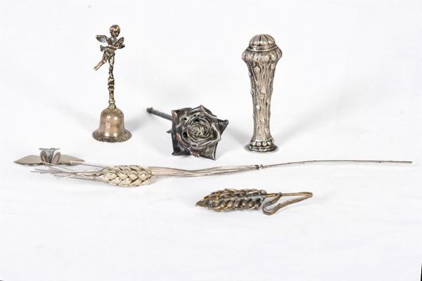 Lot of 6 objects in 800/1000 silver