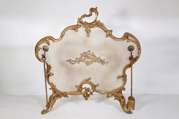 Parascintille con attrezzi da camino  (Francia, fine XIX-inizi XX secolo)  - Asta Fine art e arredi provenienti da collezionisti privati - DAMS Casa d'Aste