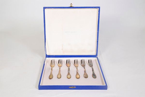 Servizio di 6 forchettine in argento 800/1000