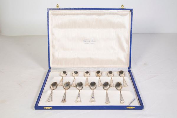 Servizio di 12 cucchiaini in argento 800/1000
